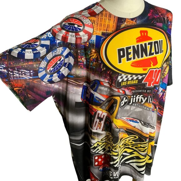 Pennzoil 400 Las Vegas 2019 T Shirt 2XL All Over Print AOP Crewneck Short Sleeve - Picture 3 of 6
